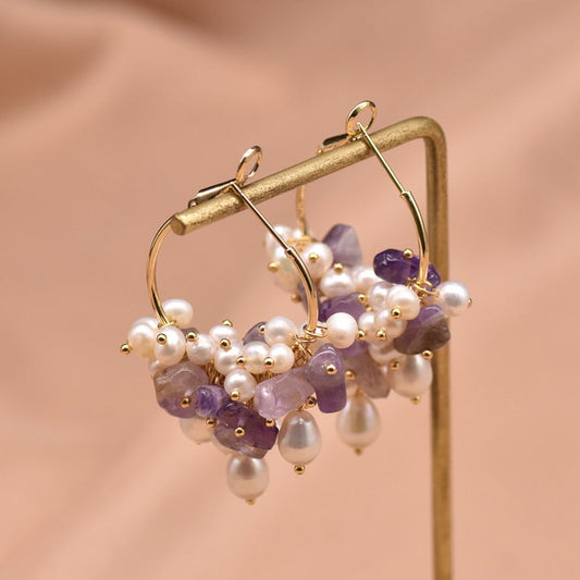 Elegant Amethyst Pearl Earrings