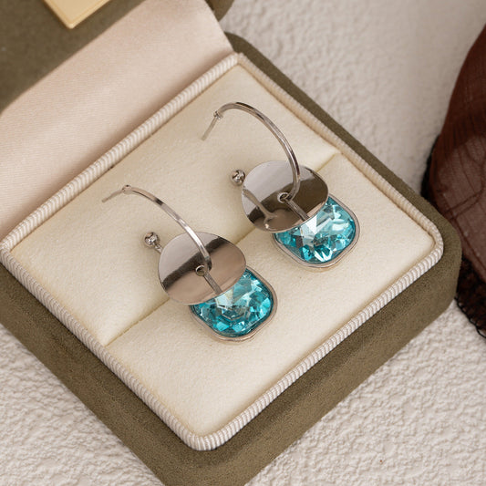 Elegant Aqua Crystal Earrings