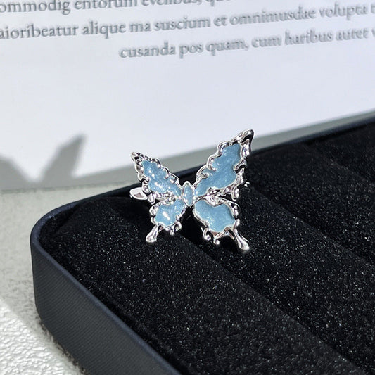 Elegant Aquamarine Butterfly Ring