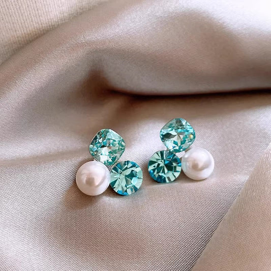 Elegant Aquamarine Pearl Earrings