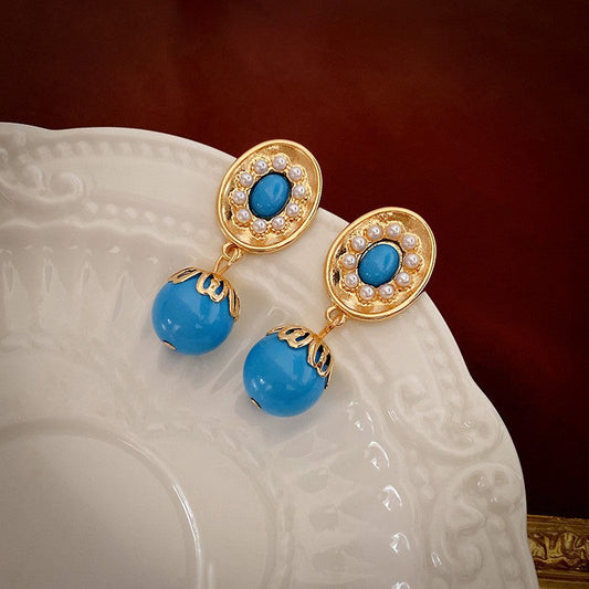 Elegant Blue Agate Earrings