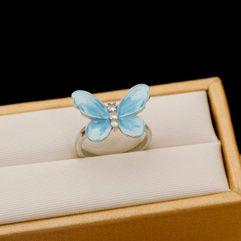 Elegant Blue Butterfly Ring