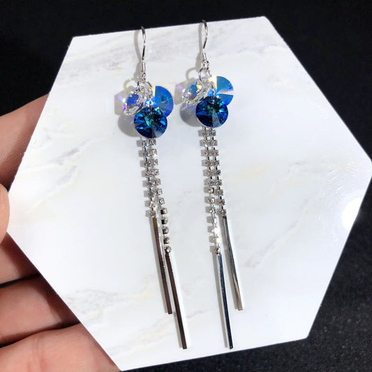 Elegant Blue Crystal Earrings