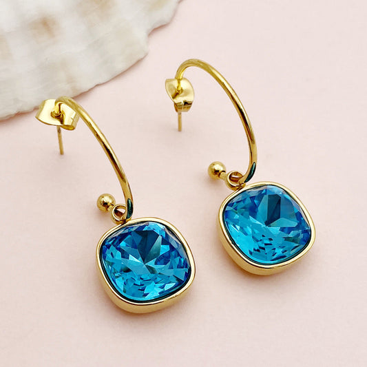 Elegant Blue Crystal Earrings