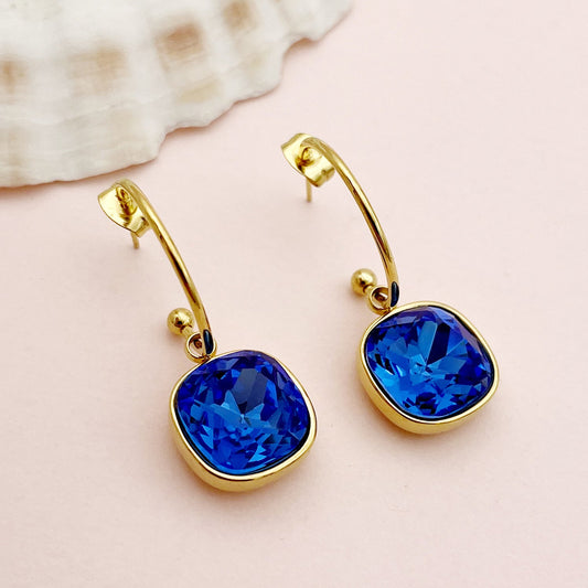 Elegant Blue Crystal Earrings