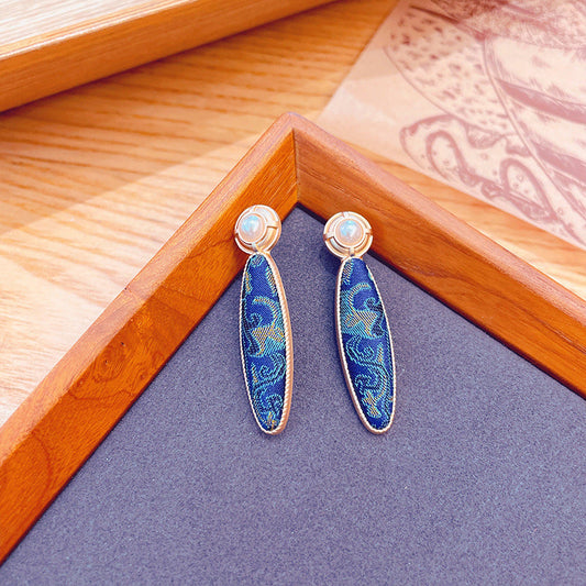 Elegant Blue Enamel Earrings