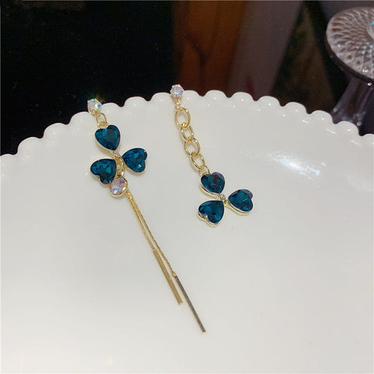 Elegant Blue Heart Earrings