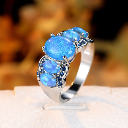 Elegant Blue Opal Ring