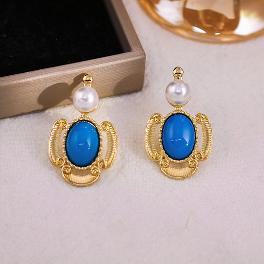 Elegant Blue Pearl Earrings