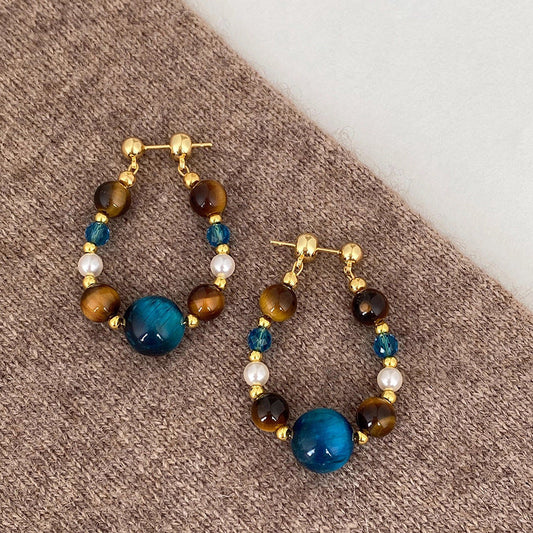 Elegant Blue Pearl Earrings