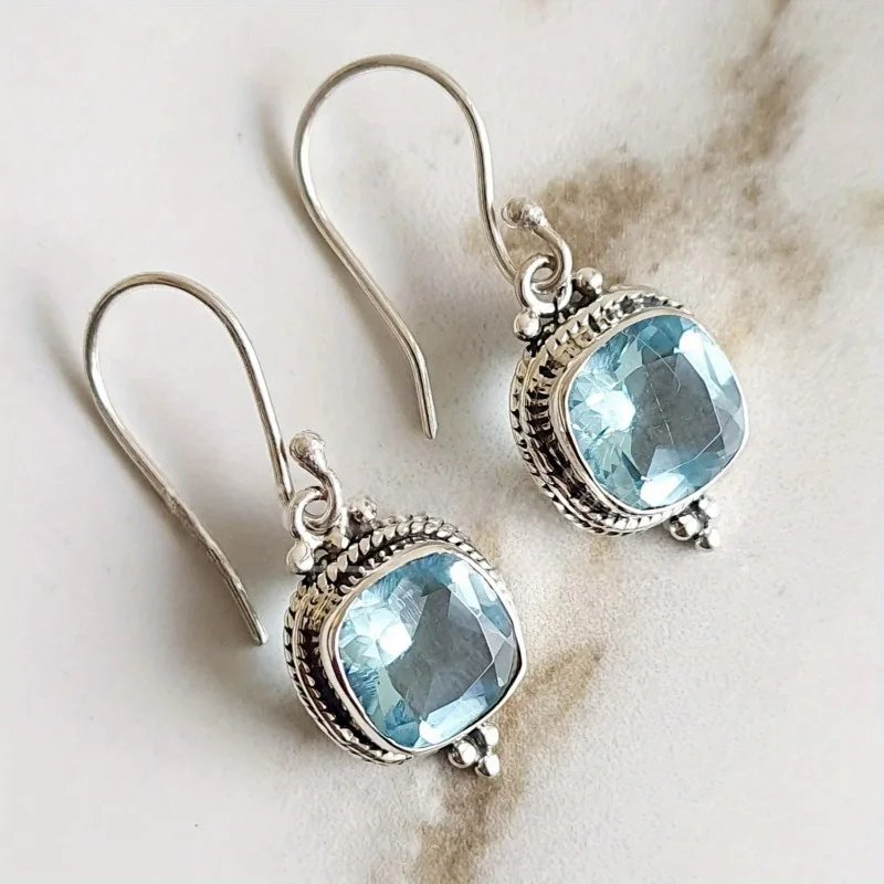 Elegant Blue Zirconia Earrings