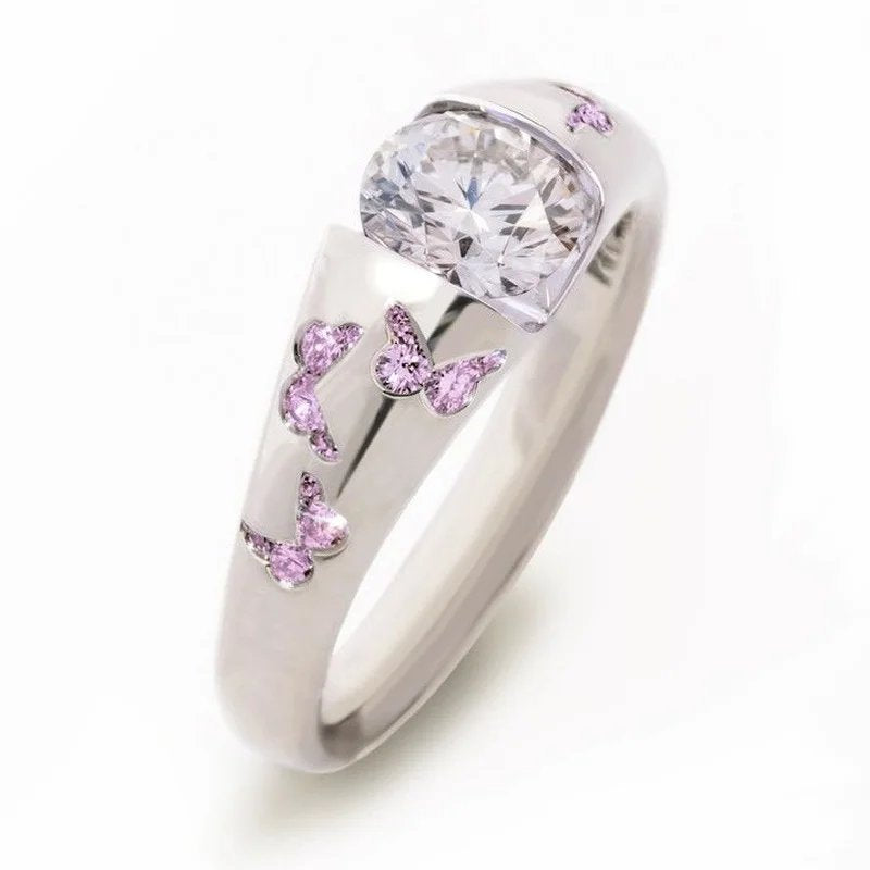 Elegant Butterfly Diamond Ring
