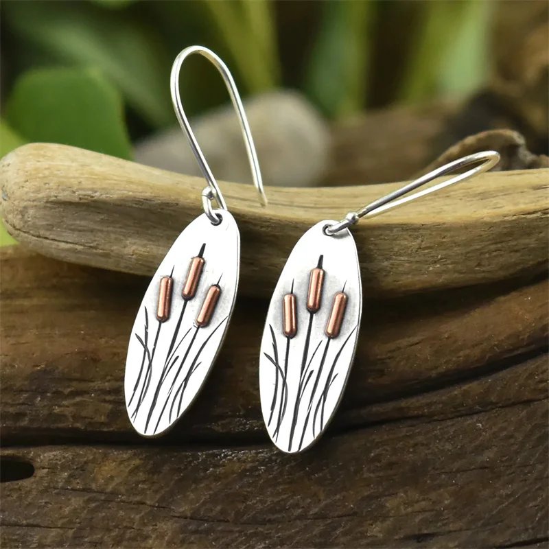 Elegant Cattail Dangle Earrings