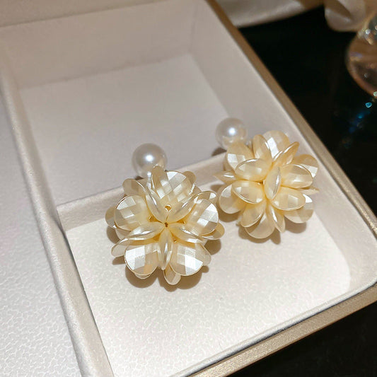 Elegant Champagne Flower Earrings