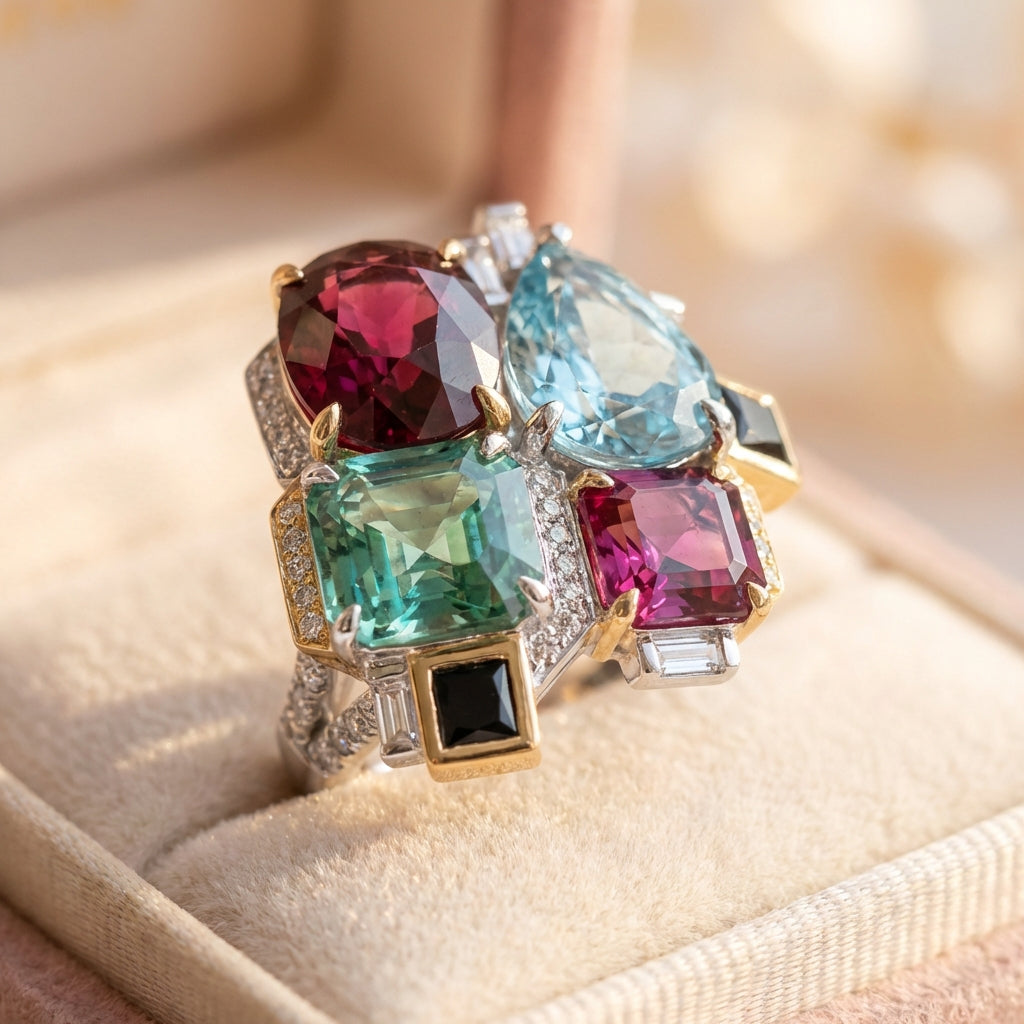 Elegant Colorful Cubic Zirconia Ring