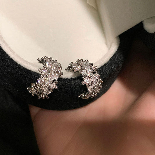 Elegant Crystal Crescent Stud