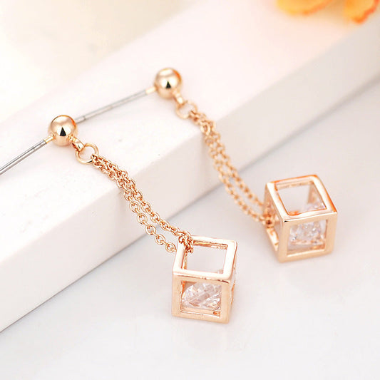 Elegant Crystal Cube Earrings