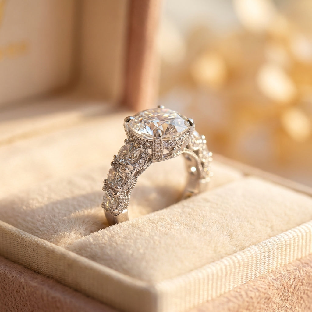 Elegant Crystal Engagement Ring