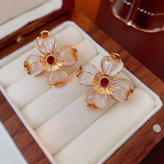 Elegant Crystal Flower Earrings
