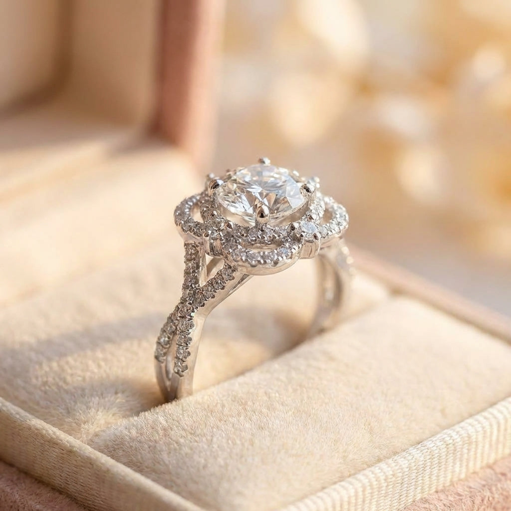 Elegant Crystal Halo Ring