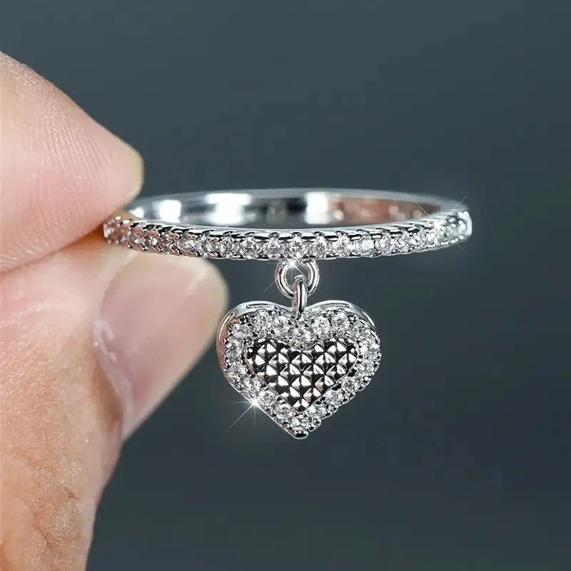 Elegant Crystal Heart Ring