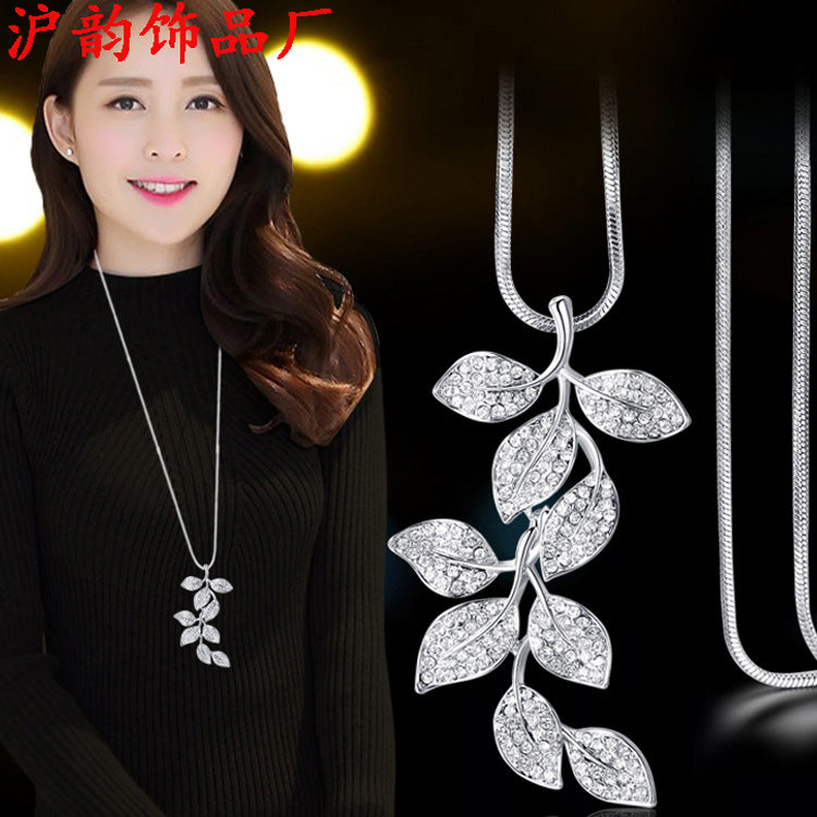 Elegant Crystal Leaf Branch