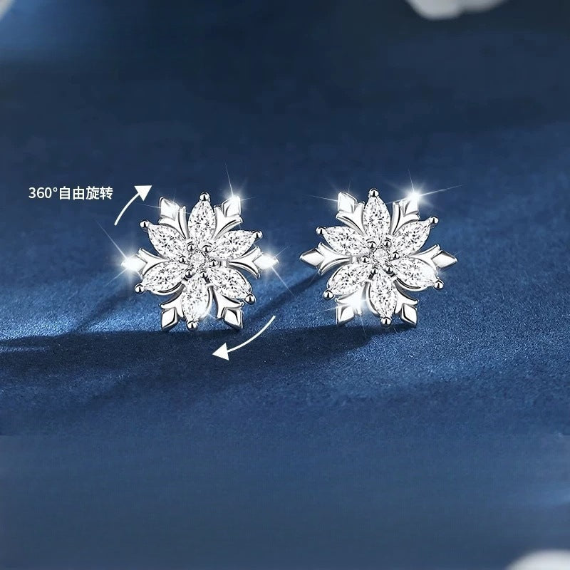 Elegant Crystal Snowflake Stud