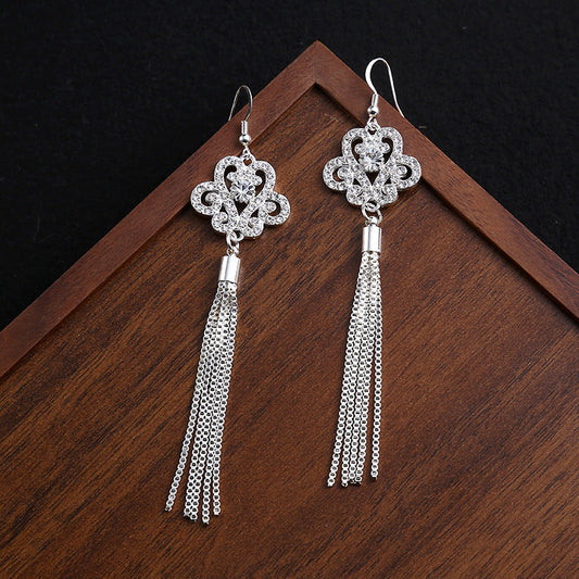 Elegant Crystal Tassel Earrings