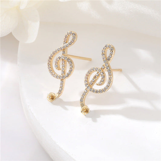 Elegant Crystal Treble Clef Earrings