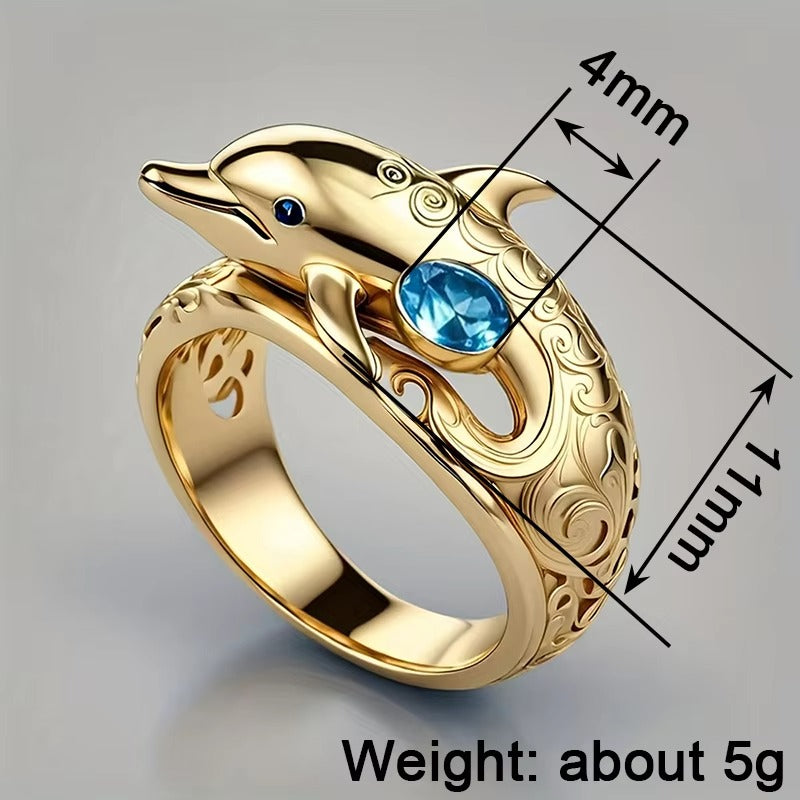 Elegant Dolphin Topaz Ring