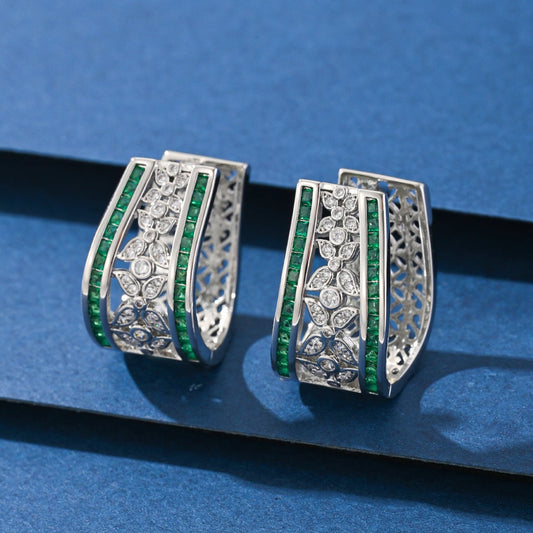 Elegant Emerald Diamond Earrings