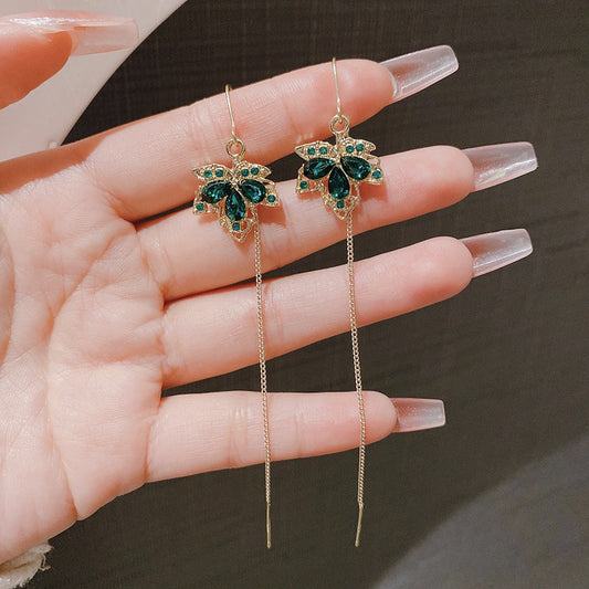 Elegant Emerald Leaf Earrings