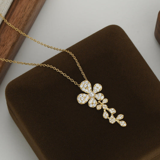 Elegant Floral Diamond Necklace