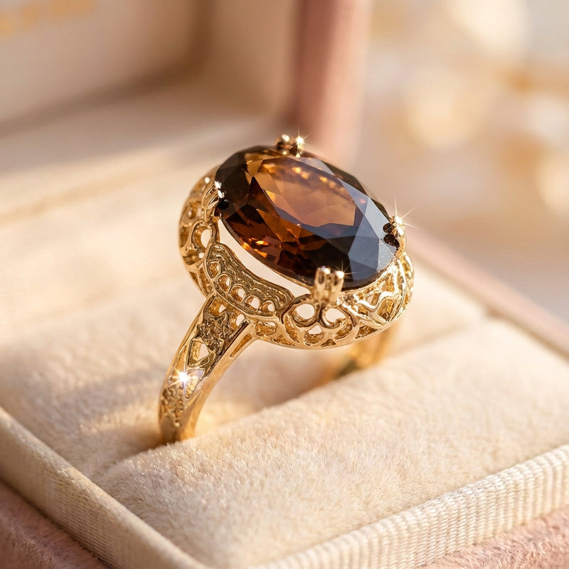 Elegant Garnet Cocktail Ring