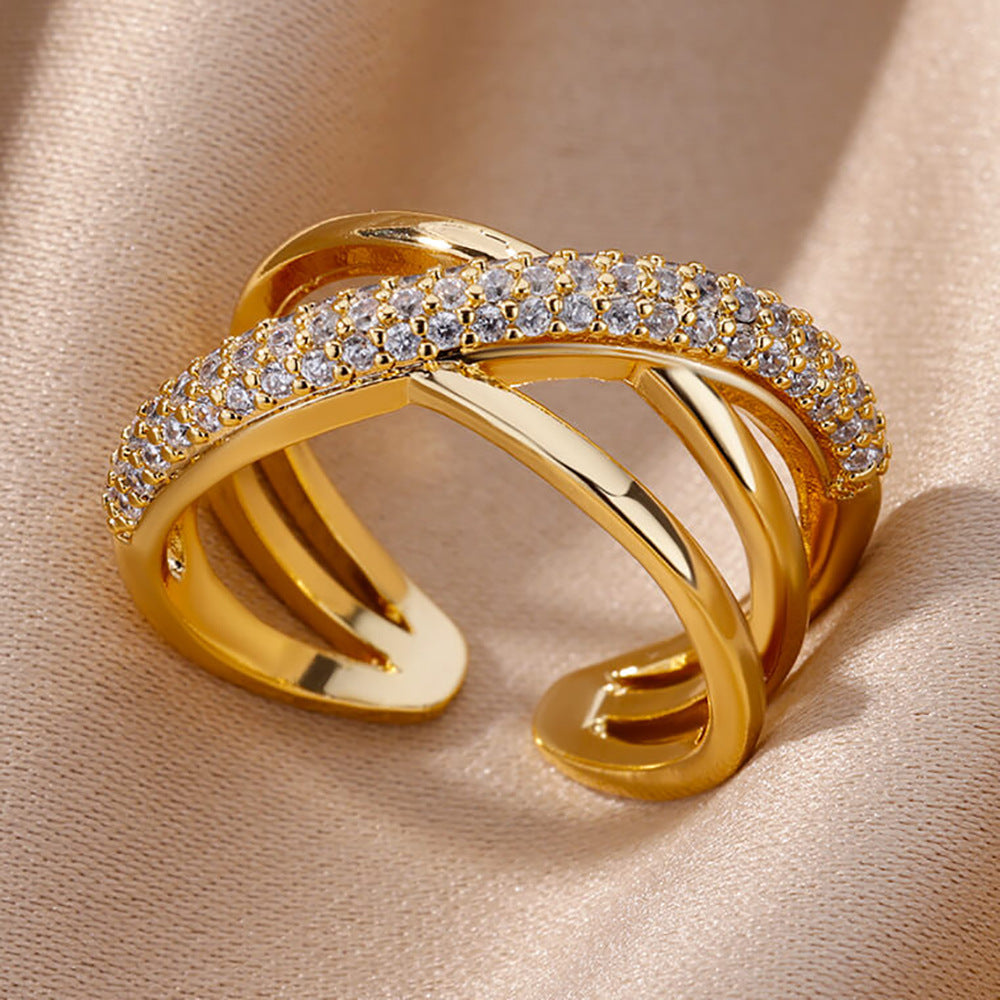 Elegant Gold Crystal Ring
