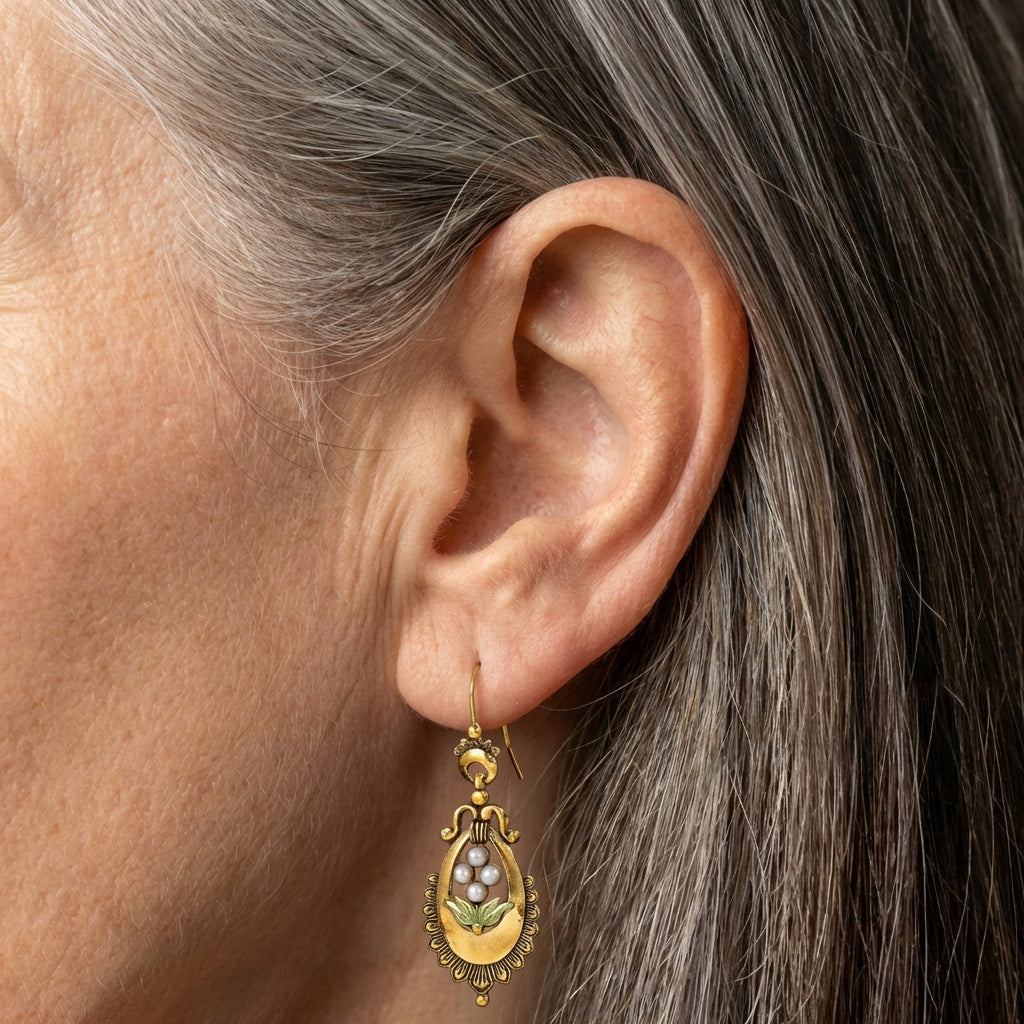 Gold Pearl Earrings