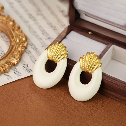 Elegant Ivory Gold Earrings