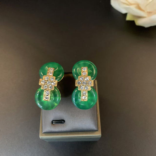 Elegant Jade Cross Earrings