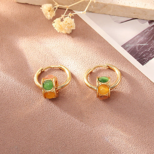 Elegant Jade Hoop Earrings