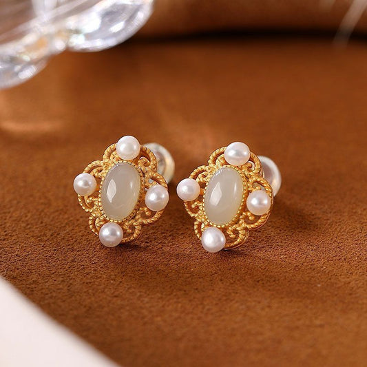 Elegant Jade Pearl Earrings