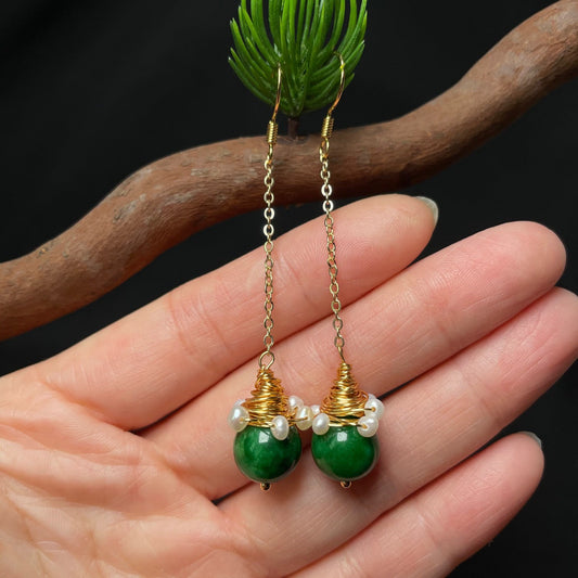 Elegant Jade Pearl Earrings