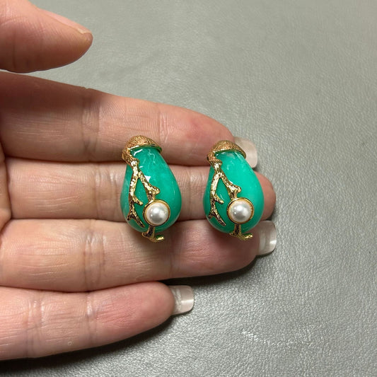 Elegant Jade Pearl Earrings