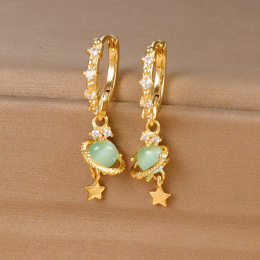 Elegant Jade Star Earrings