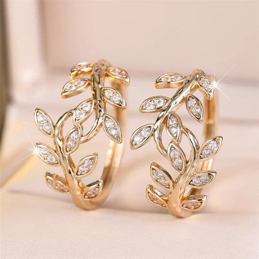 Elegant Leaf Hoop Earrings