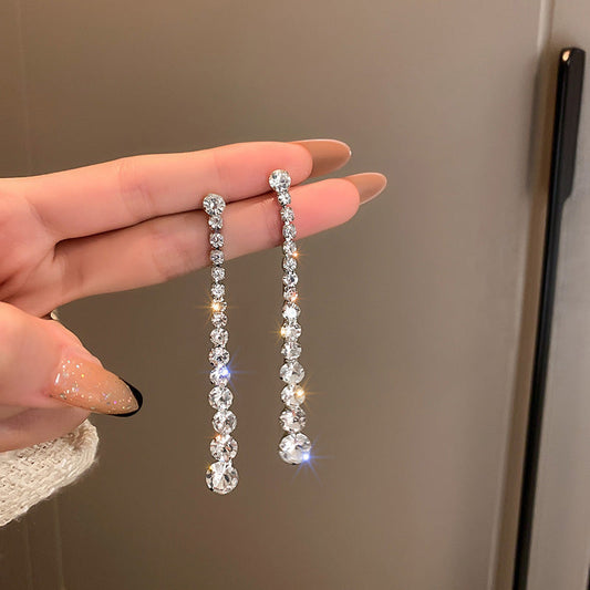 Elegant Long Crystal Drop