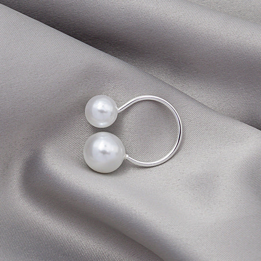 Elegant Minimalist Pearl Silver Ring