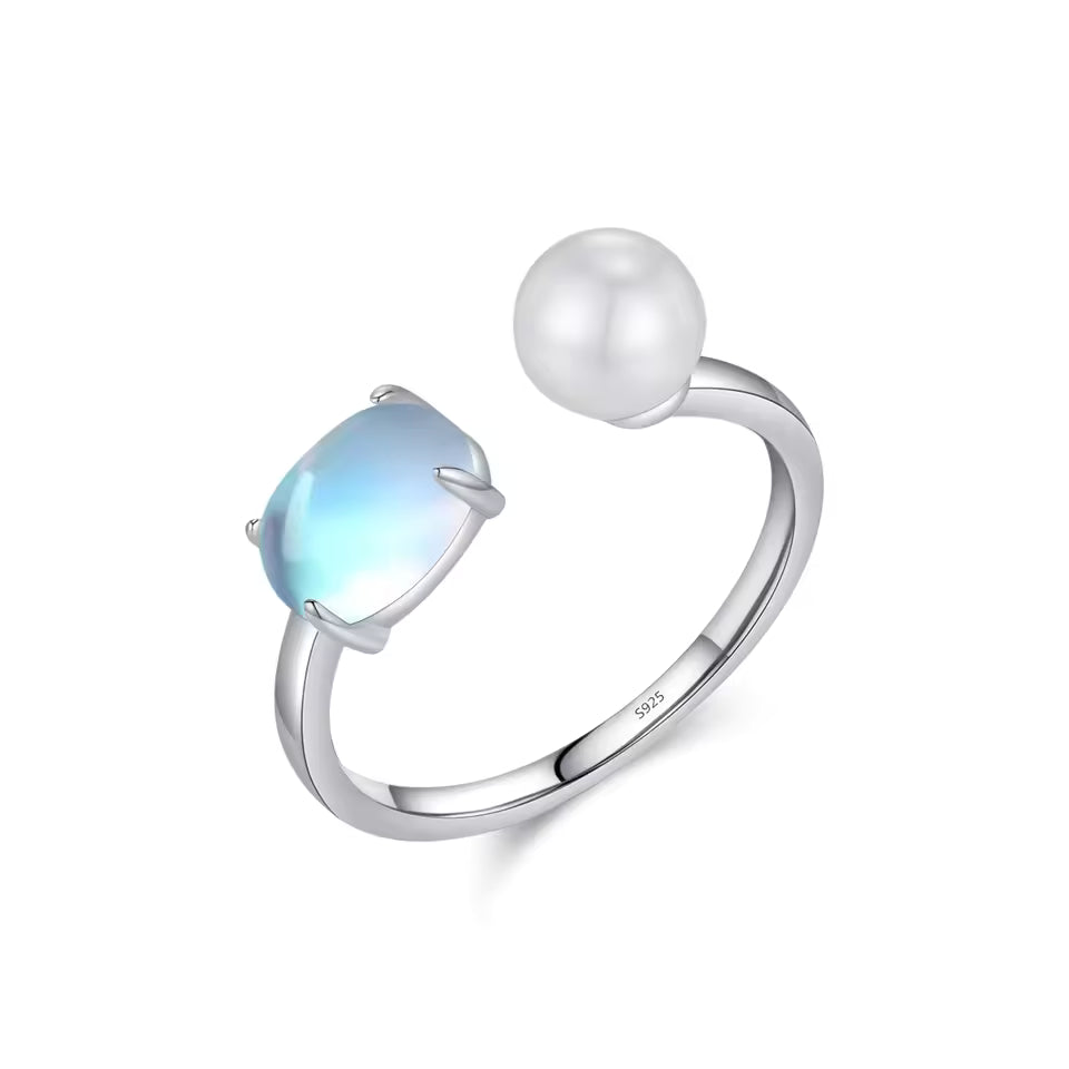 Elegant Moonstone Pearl Ring