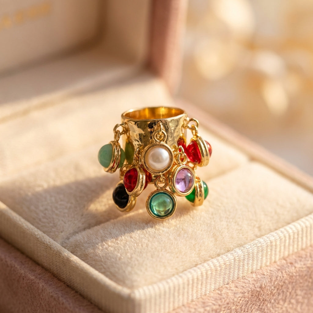 Elegant Multicolor Beaded Ring
