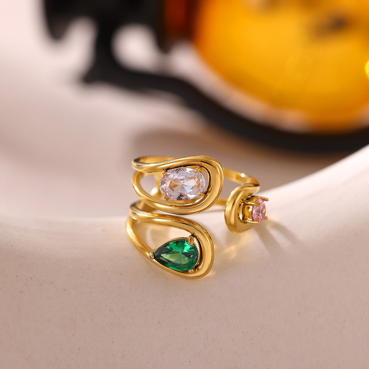 Elegant Multistone Gold Ring