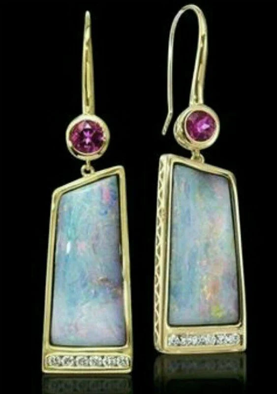Elegant Opal Amethyst Earrings